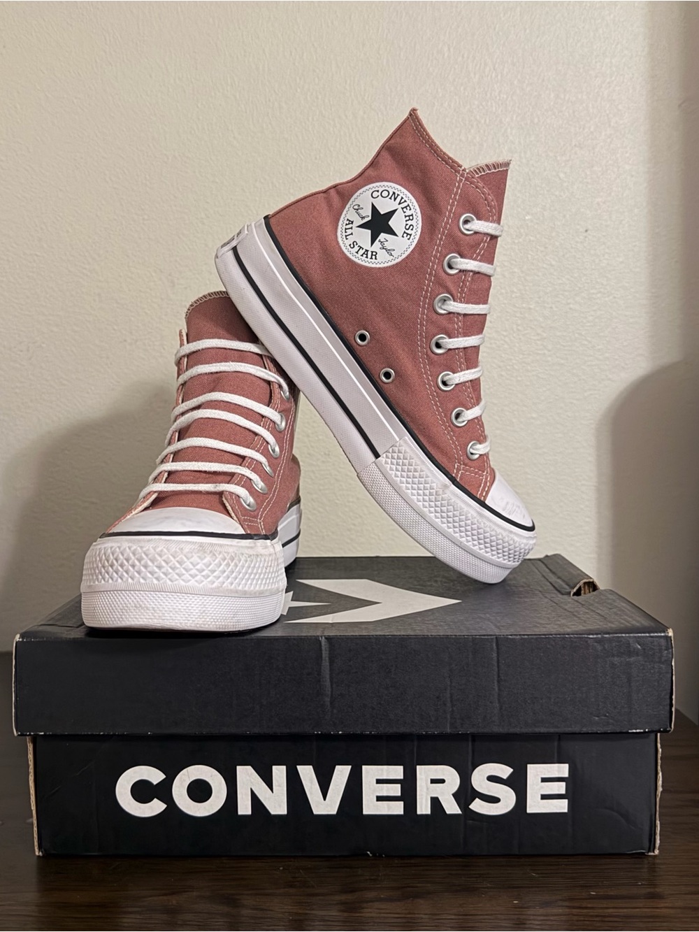 Converse High Top Sneakers in Dusty Rose Canvas